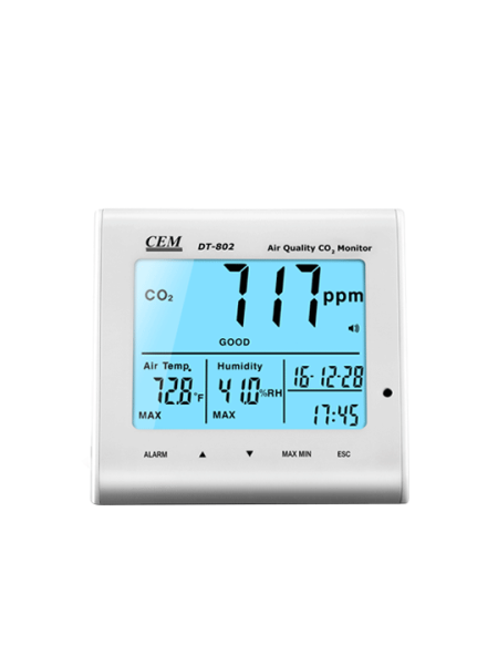 Анализатор CO2, часы, температуры и влажности CEM DT-802 купить по низкой цене | МАКСПРОФИТ